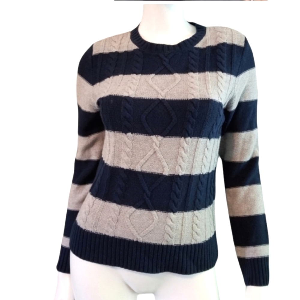 CHAPS Striped Cable Knit Sweater size Medium